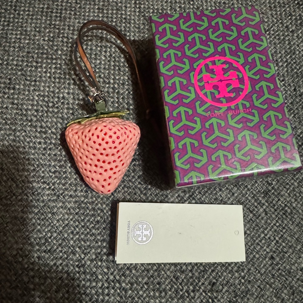 Tory Burch Pink Strawberry Keychain